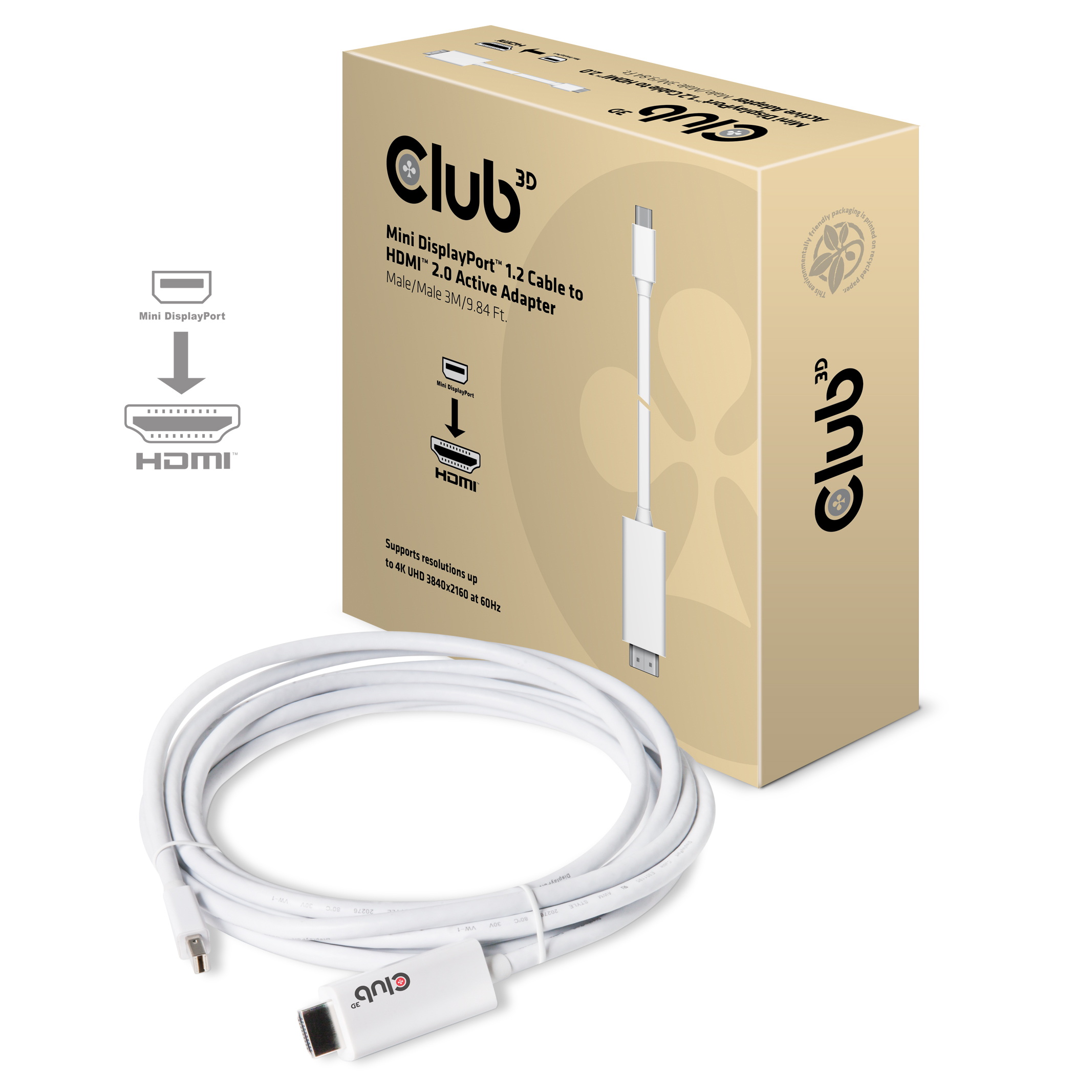 Club 3D MiniDisplayPort Kabel auf HDMI Adapter - 3 m