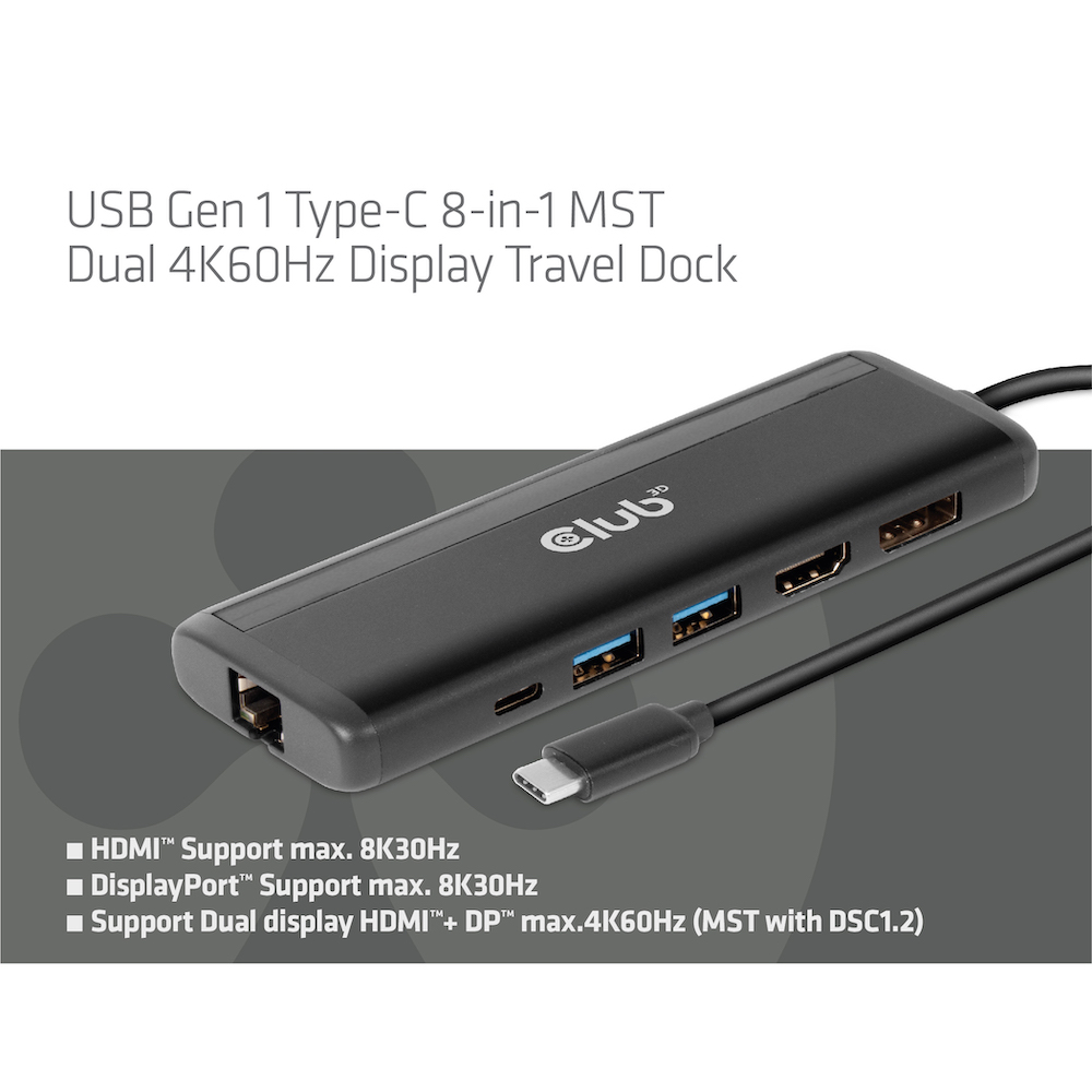 Club 3D USB-C auf HDMI+DP Dockingstation 