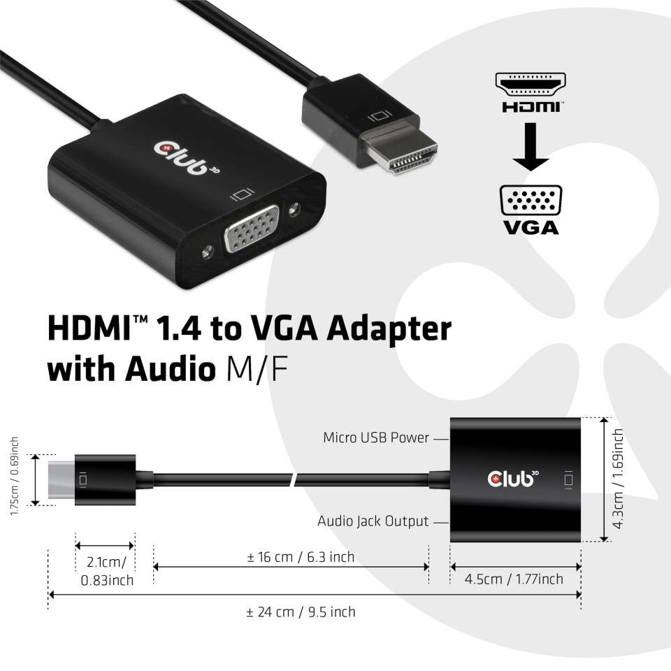 Club 3D HDMI auf VGA Adapter (Aktiv)