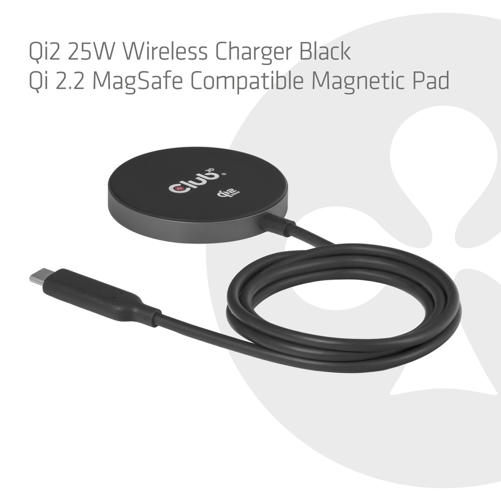 Club 3D Qi2 - Ladegerät 25W -  schwarz