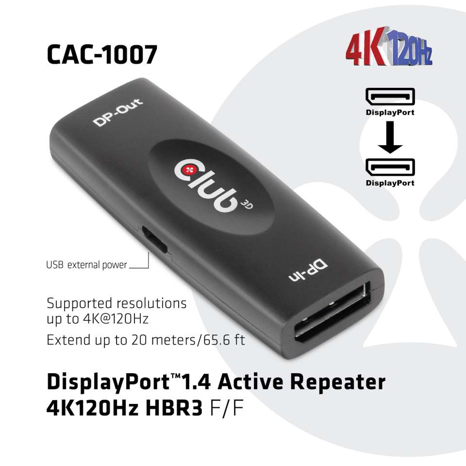 Club 3D DiplayPort Aktiver Repeater/Signalverstärker