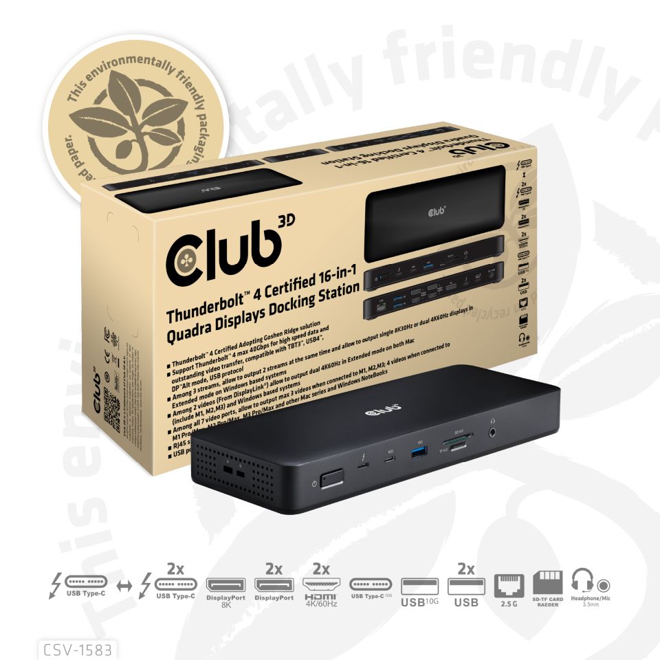 Club 3D Thunderbolt 4 Dockingstation 16-in-1 