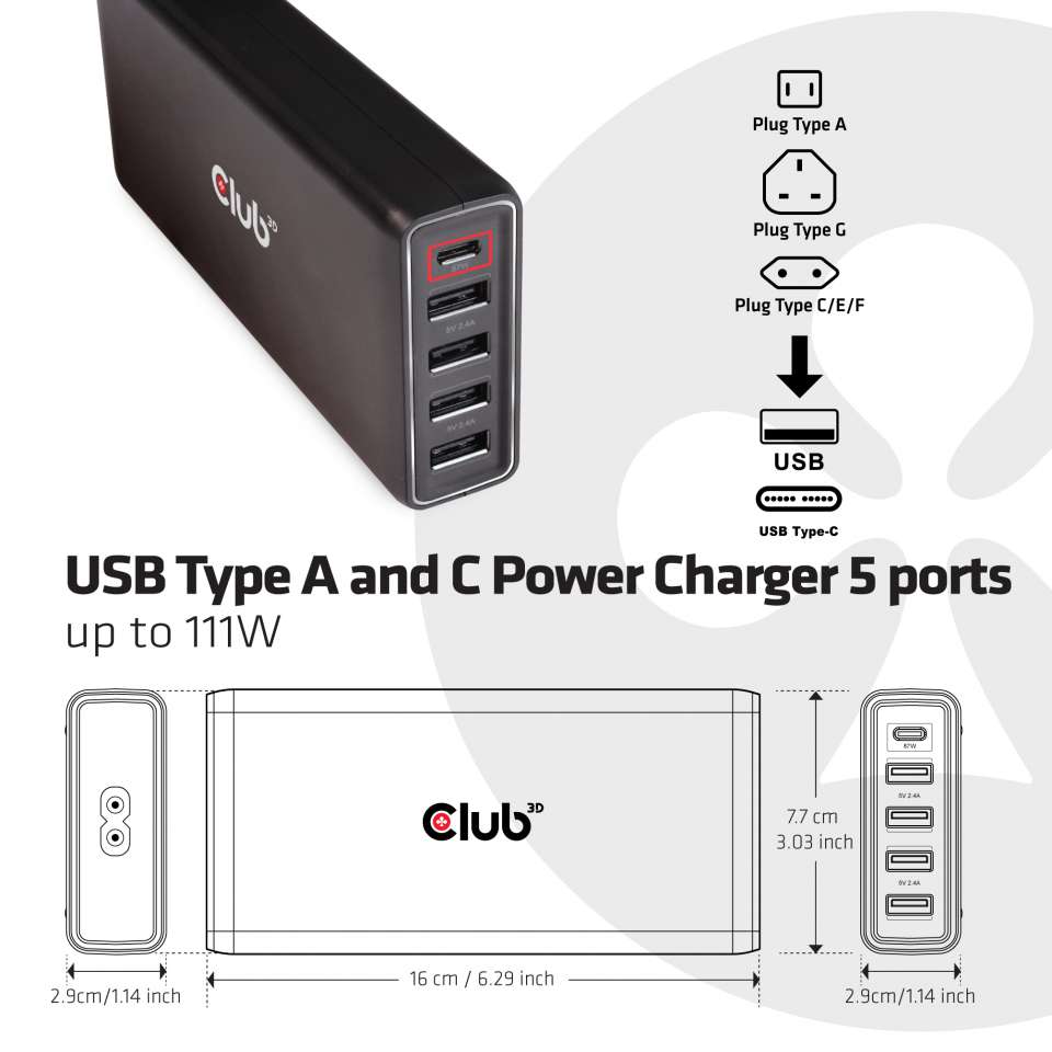 Club 3D Ladegerät - 111W