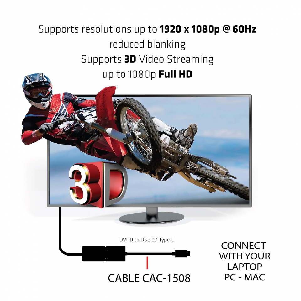 Club 3D USB-C auf DVI-D Adapter (aktiv)