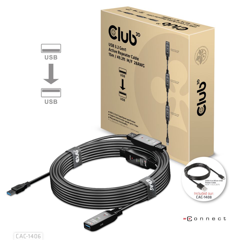 Club 3D USB 3.2 Verlängerungskabel - 15m