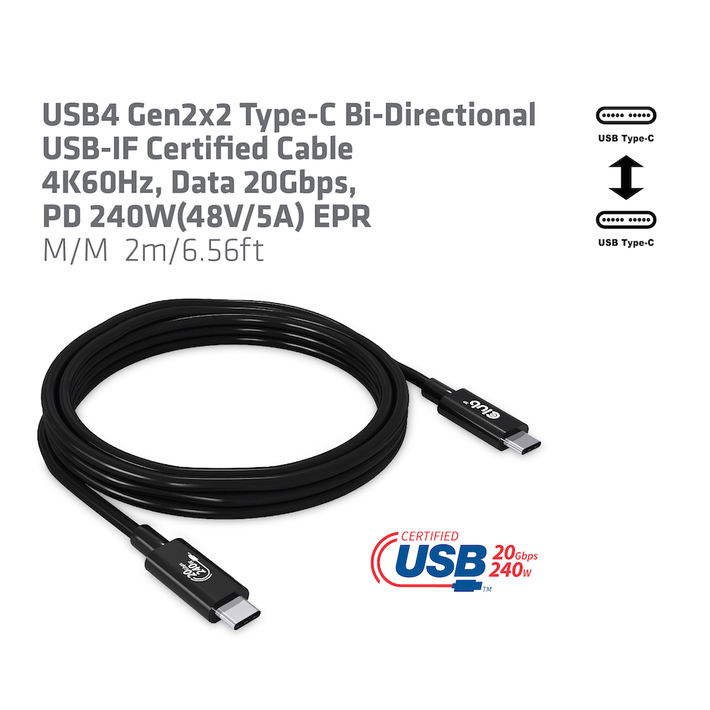 Club 3D USB 4 Typ-C Datenkabel - 2m