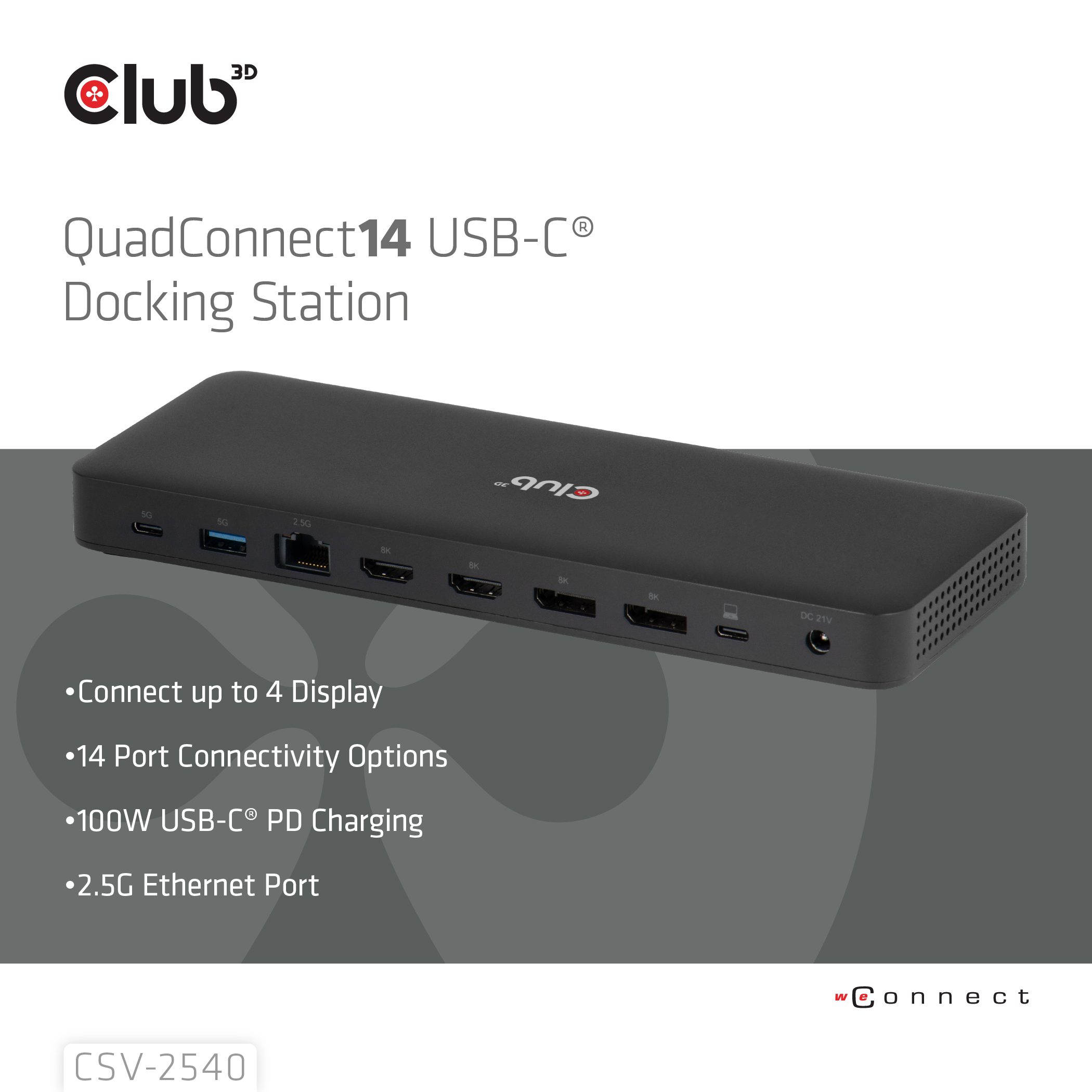 Club 3D Dockingstation - 14 in 1 Quad-Display