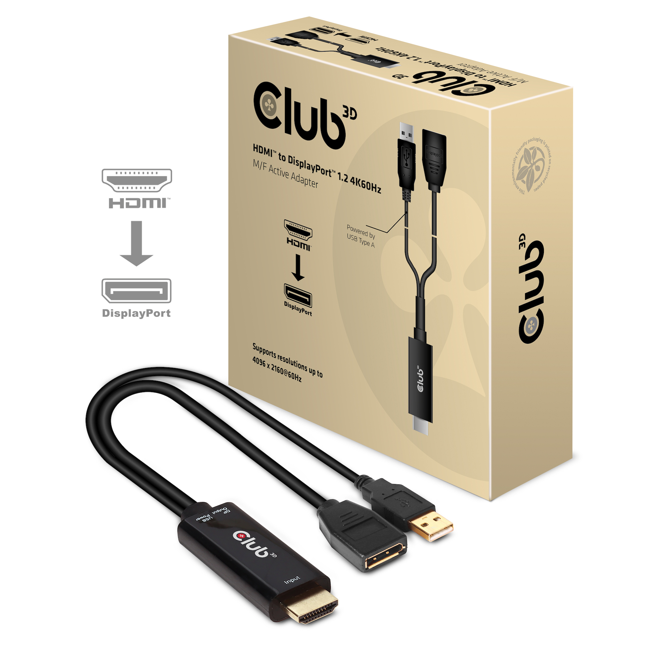 Club 3D HDMI auf DisplayPort (W) Adapter (aktiv)