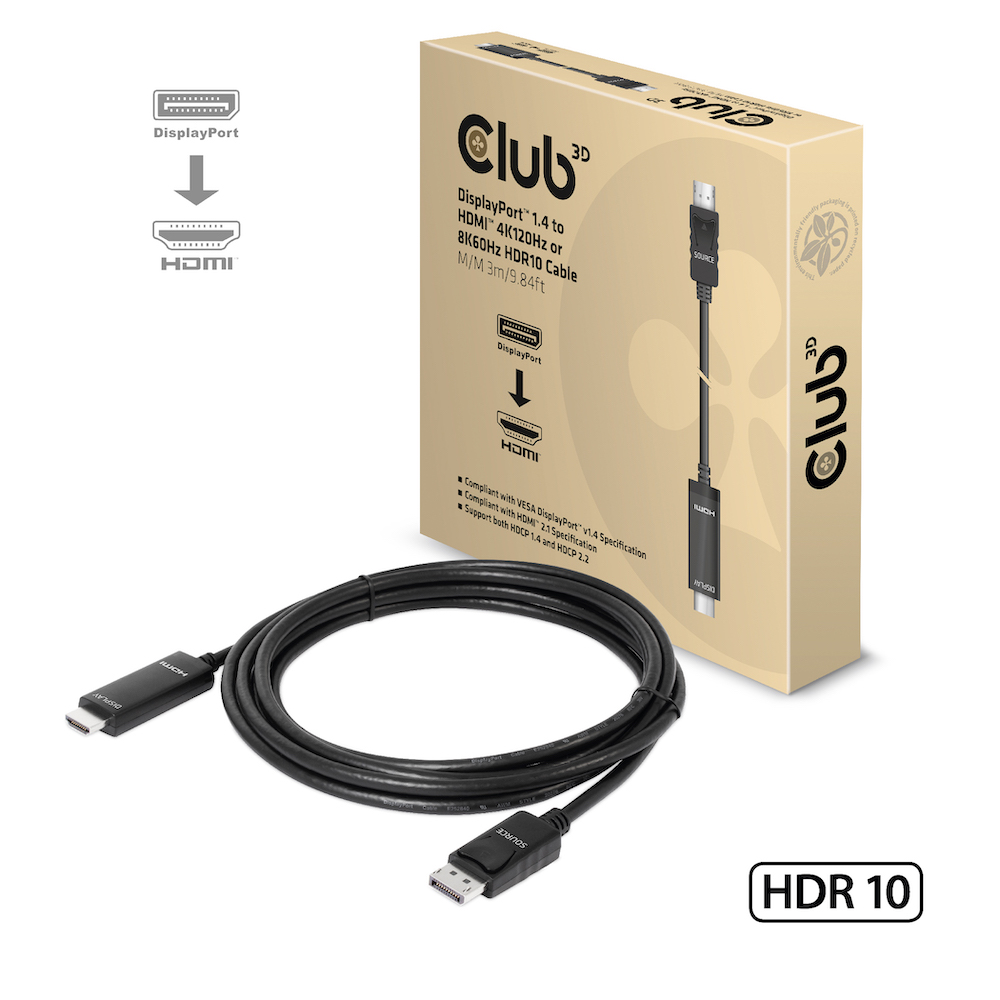Club 3D DisplayPort 1.4 auf HDMI Kabel - 3 m