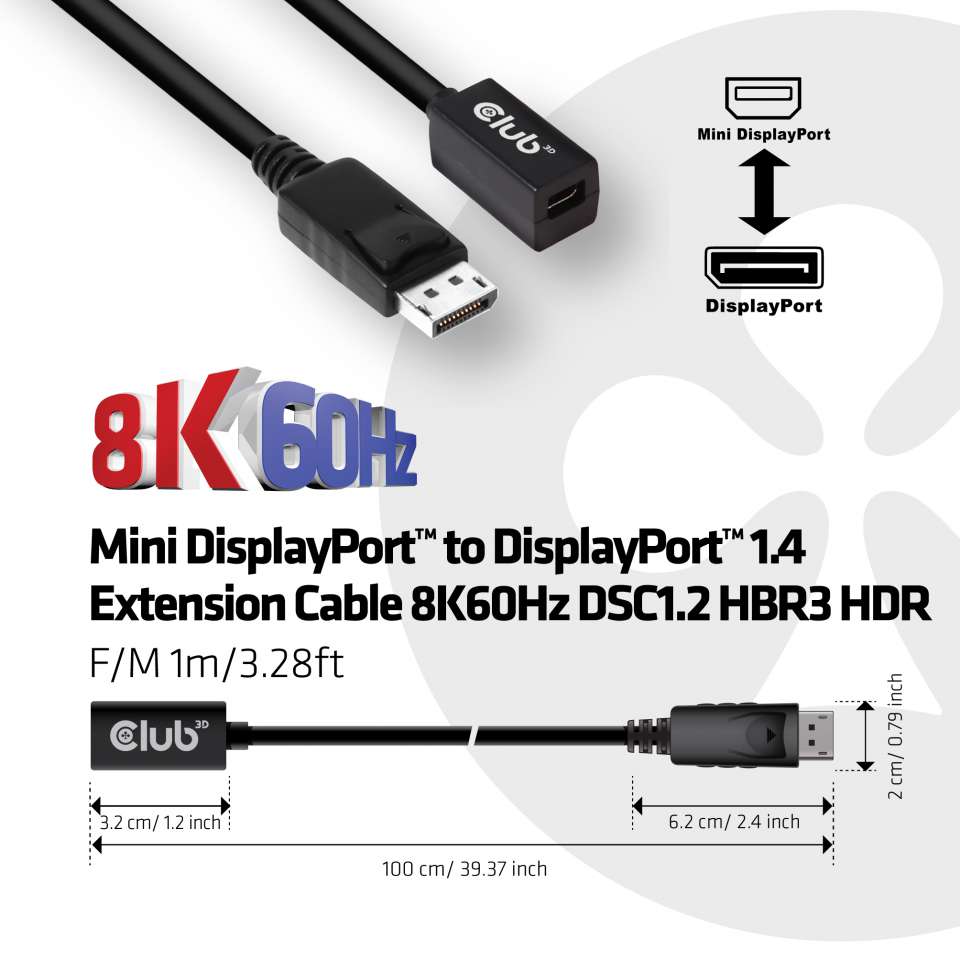Club 3D Mini DisplayPort Verlängerungskabel - 1m